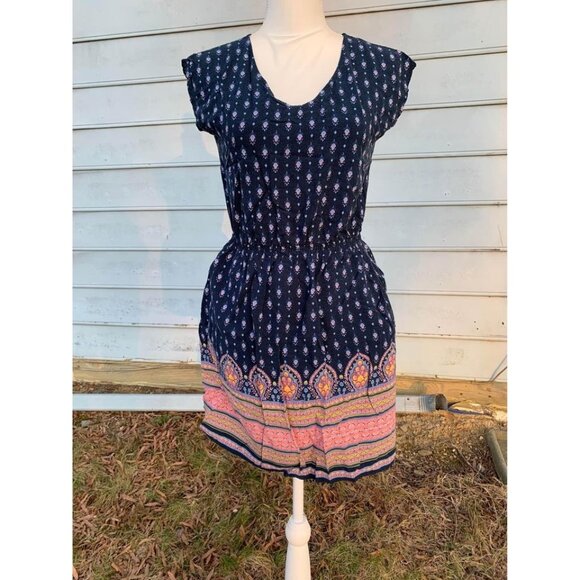 Mossimo Supply Co. Dresses & Skirts - Mossimo Dress Fit and Flare Juniors Size Medium Blue Pink Casual G2